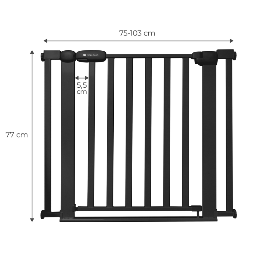 KINDERKRAFT - Bezpečnostní zábrana LOCK&GO 75-103 cm černá