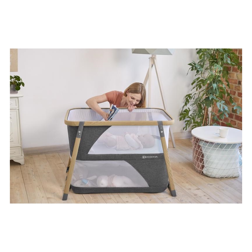KINDERKRAFT - Cestovní postýlka 4v1 SOFI šedá