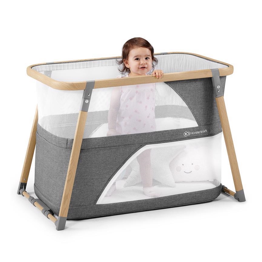 KINDERKRAFT - Cestovní postýlka 4v1 SOFI šedá