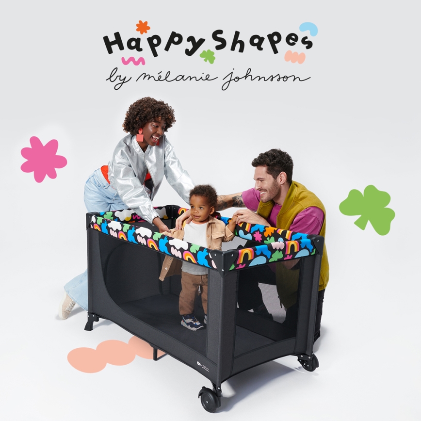 KINDERKRAFT - Cestovní postýlka JOY 2 Happy shapes
