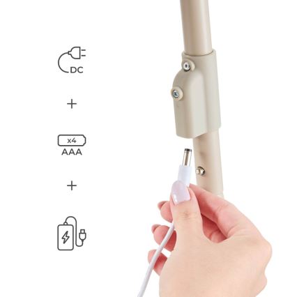 KINDERKRAFT - Dětská houpačka s melodií SWINGEE béžová 4xAAA/230V