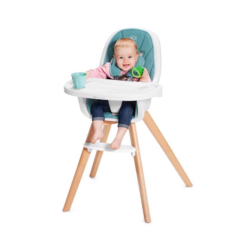 KINDERKRAFT - Dětská jídelní židle 2v1 TIXI tyrkysová