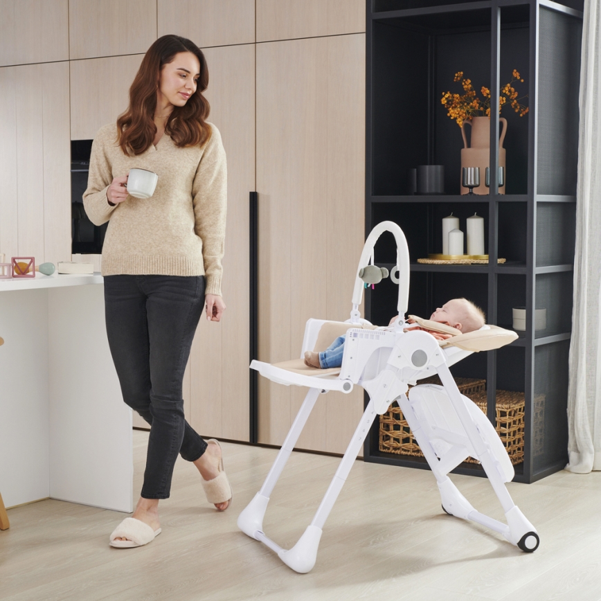 KINDERKRAFT - Dětská jídelní židle 2v1 TUMMIE béžová