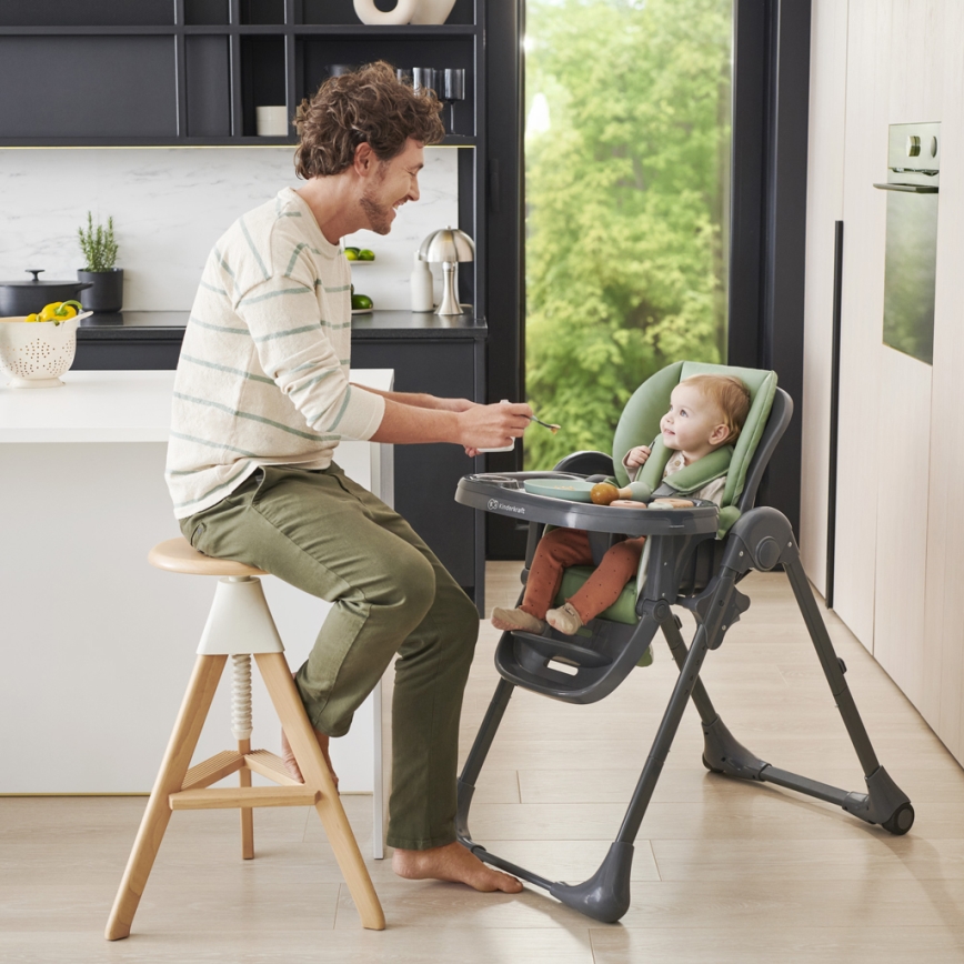 KINDERKRAFT - Dětská jídelní židle 2v1 TUMMIE zelená