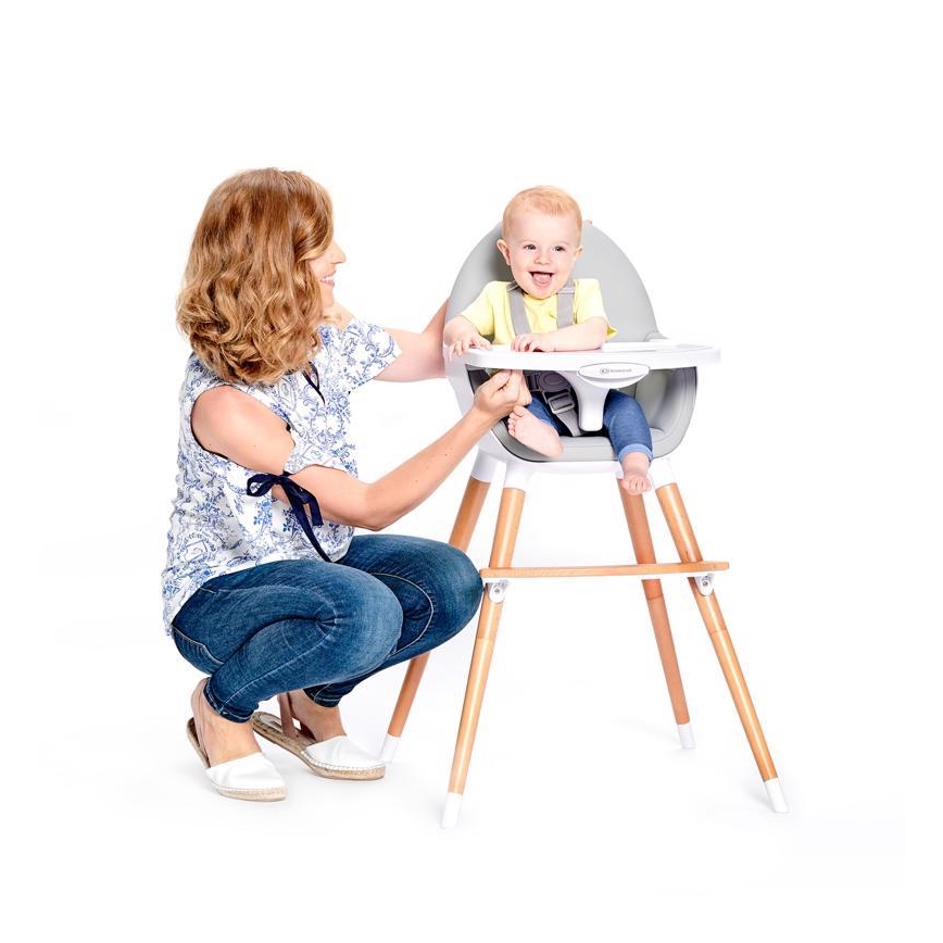 KINDERKRAFT - Dětská jídelní židle FINI šedá/bílá