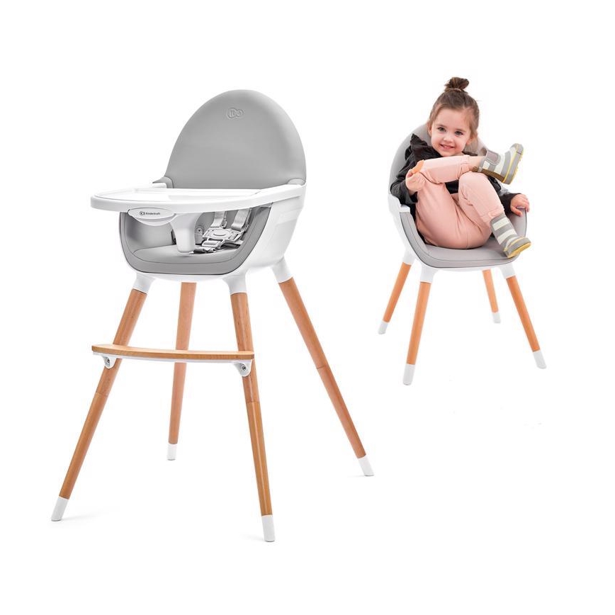 KINDERKRAFT - Dětská jídelní židle FINI šedá/bílá