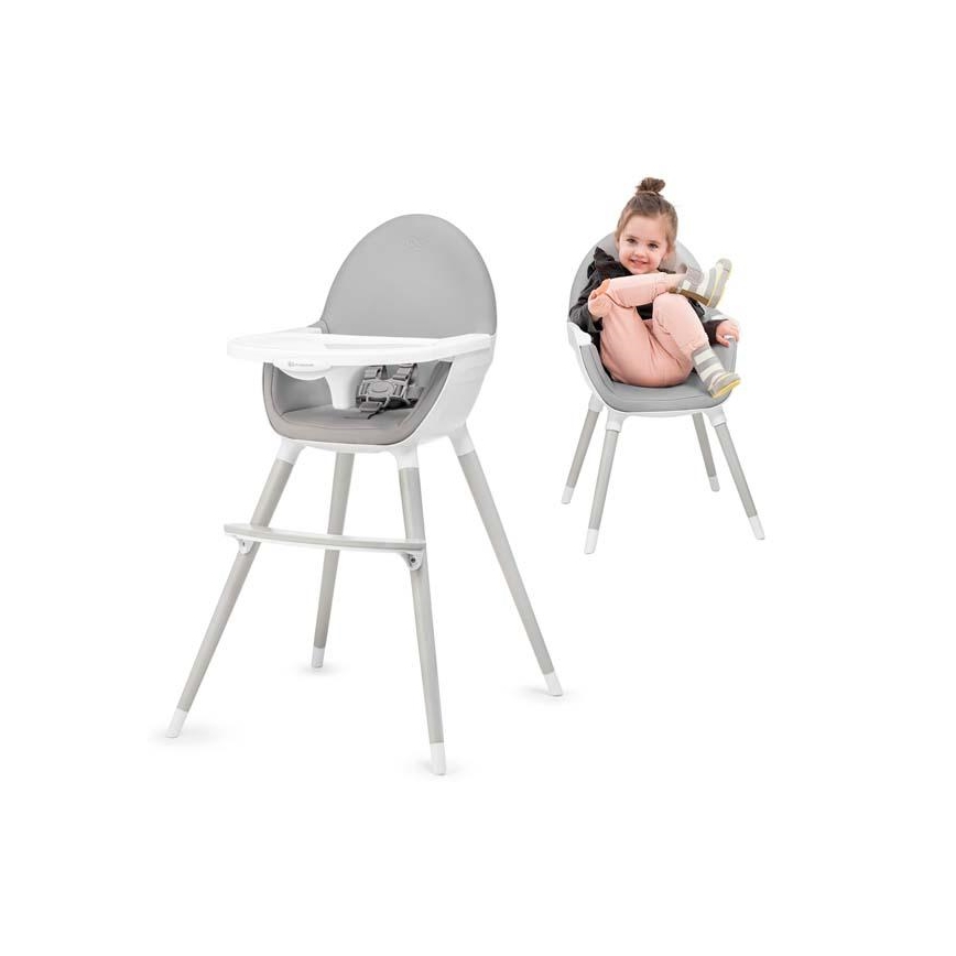 KINDERKRAFT - Dětská jídelní židle FINI šedá/bílá