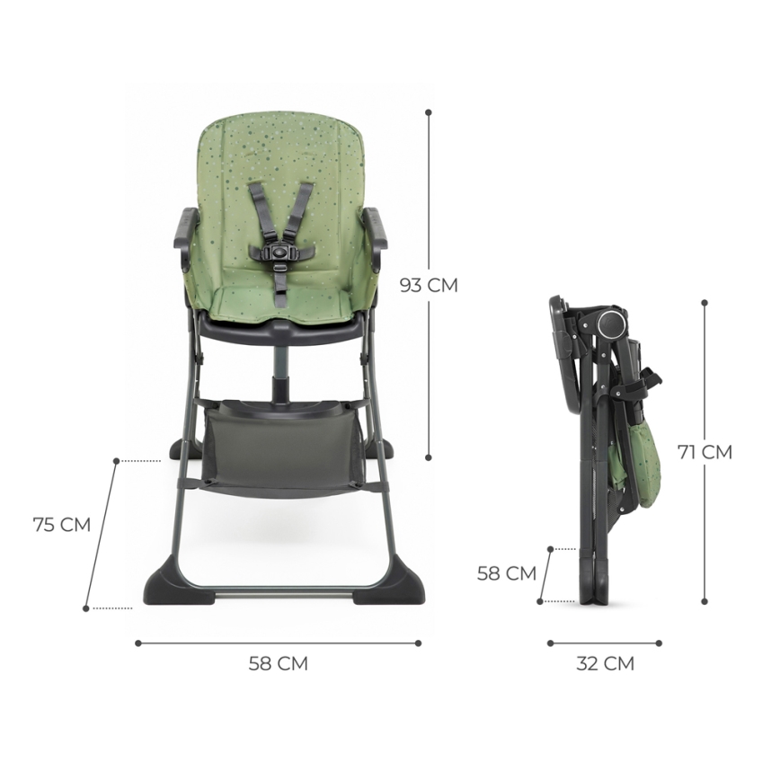 KINDERKRAFT - Dětská jídelní židle FOLDEE zelená