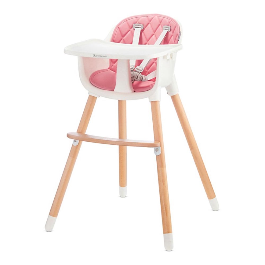 KINDERKRAFT - Dětská jídelní židle SIENNA buk/růžová