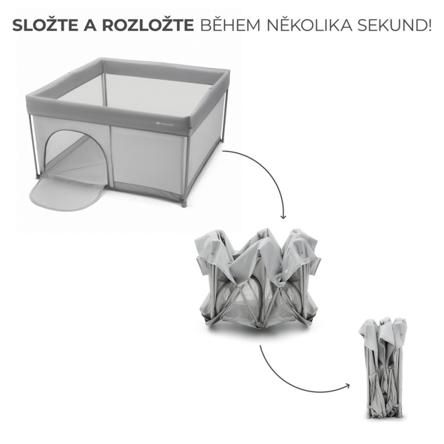 KINDERKRAFT - Dětská ohrádka ZIKI šedá