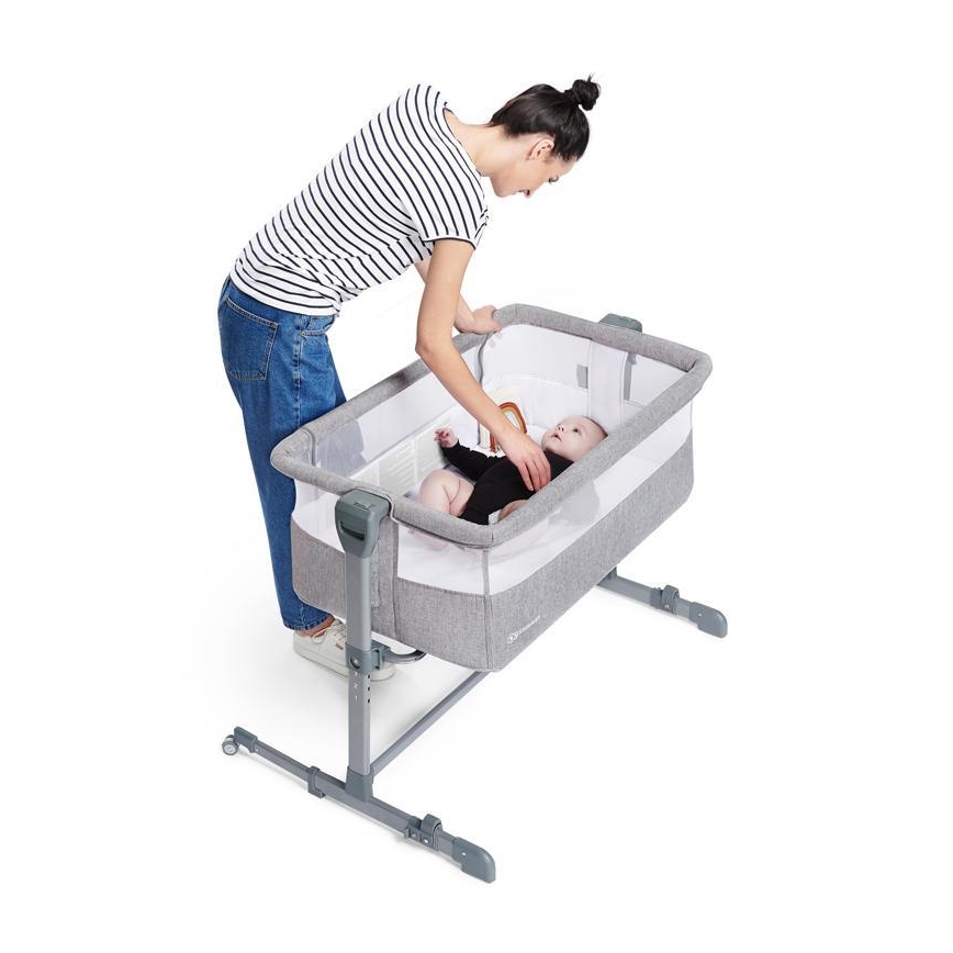 KINDERKRAFT - Dětská postýlka NESTE světle šedá