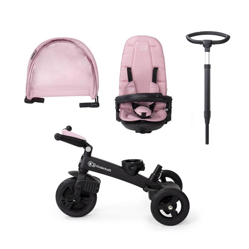 KINDERKRAFT - Dětská tříkolka 5v1 EASYTWIST růžová/černá
