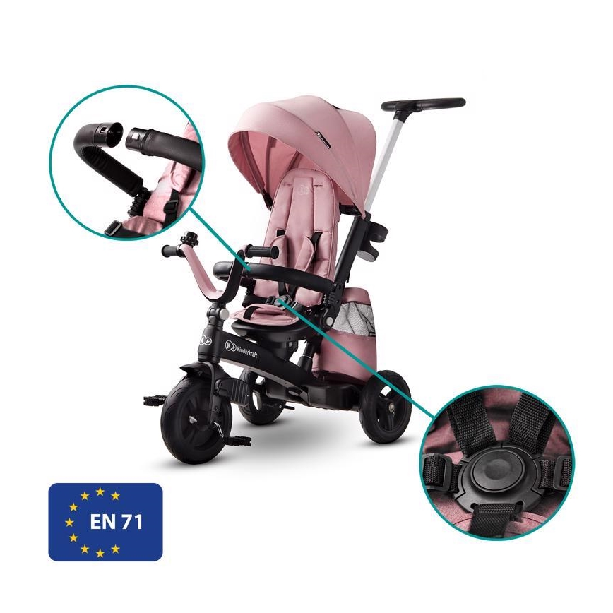 KINDERKRAFT - Dětská tříkolka 5v1 EASYTWIST růžová/černá