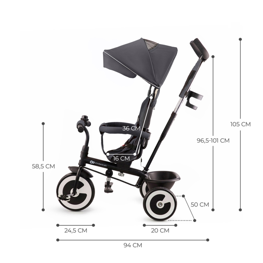 KINDERKRAFT - Dětská tříkolka ASTON Malachite grey