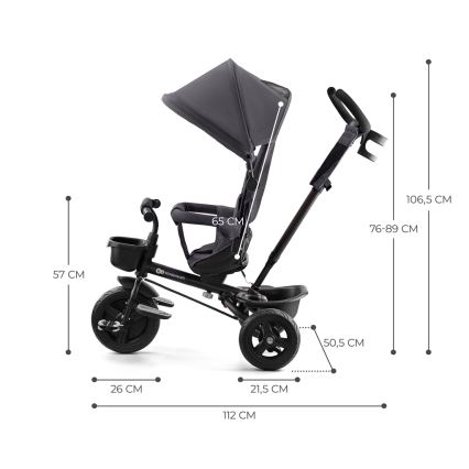 KINDERKRAFT - Dětská tříkolka AVEO šedá