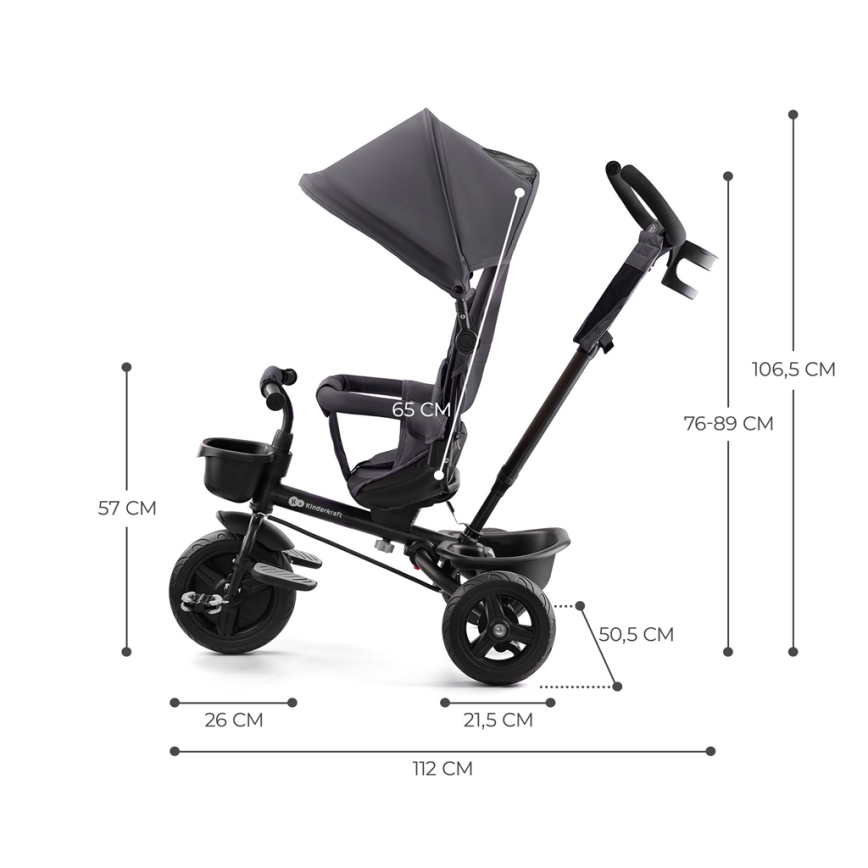 KINDERKRAFT - Dětská tříkolka AVEO šedá