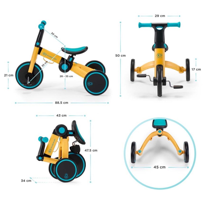 KINDERKRAFT - Dětské odrážedlo 3v1 4TRIKE růžová