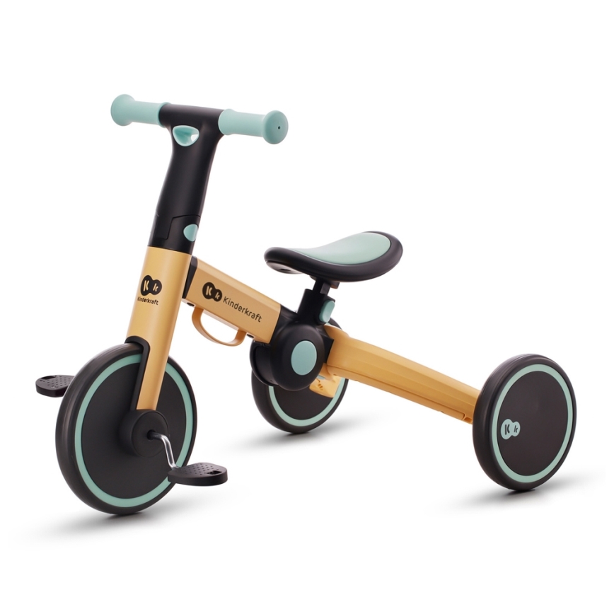 KINDERKRAFT - Dětské odrážedlo 3v1 4TRIKE žlutá/mintová