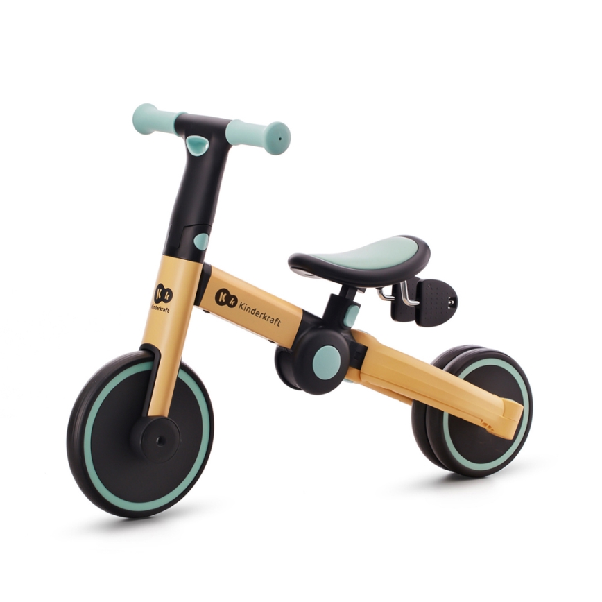 KINDERKRAFT - Dětské odrážedlo 3v1 4TRIKE žlutá/mintová