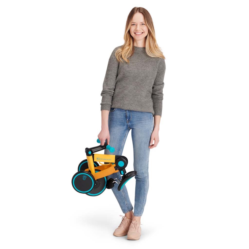 KINDERKRAFT - Dětské odrážedlo 3v1 4TRIKE žlutá/tyrkysová