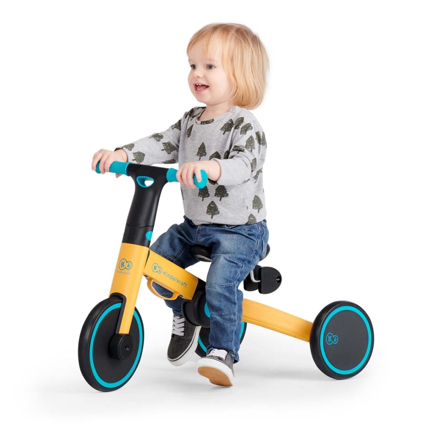 KINDERKRAFT - Dětské odrážedlo 3v1 4TRIKE žlutá/tyrkysová