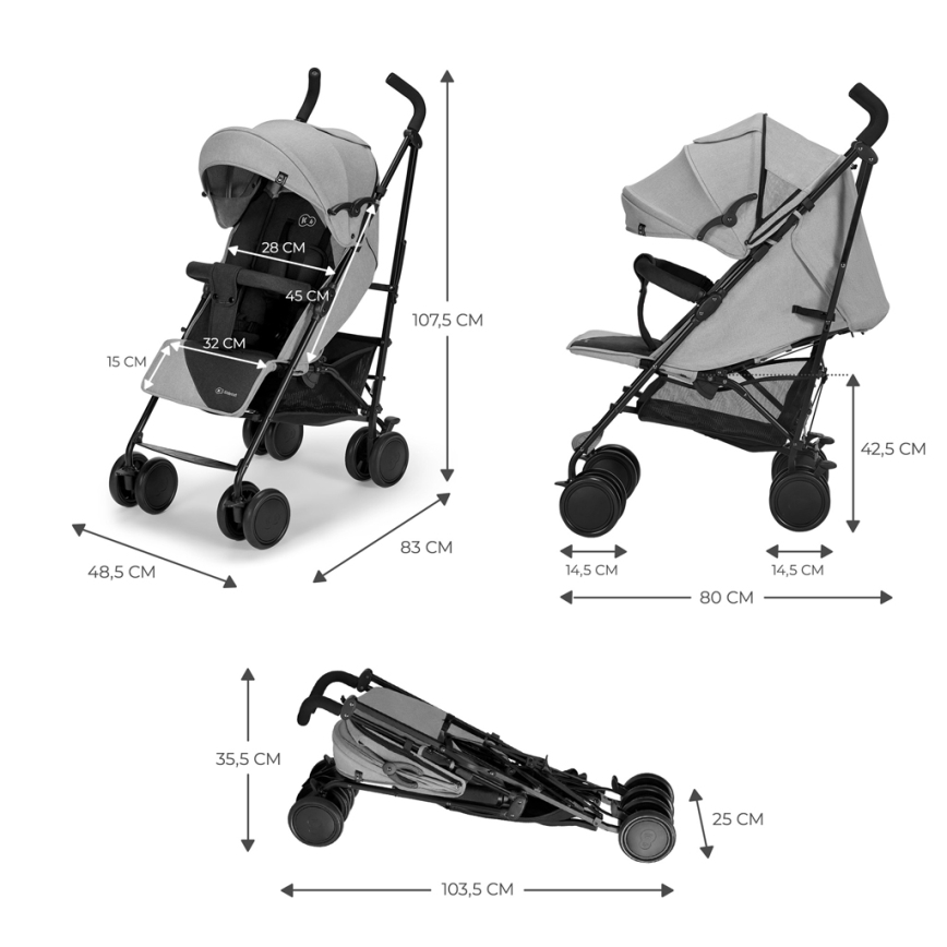 KINDERKRAFT - Golfový kočárek SIESTA Ash grey