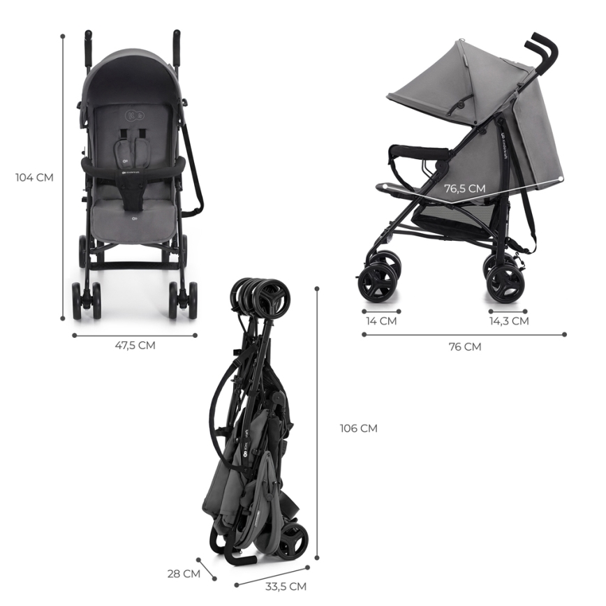 KINDERKRAFT - Golfový kočárek TIK Stone grey