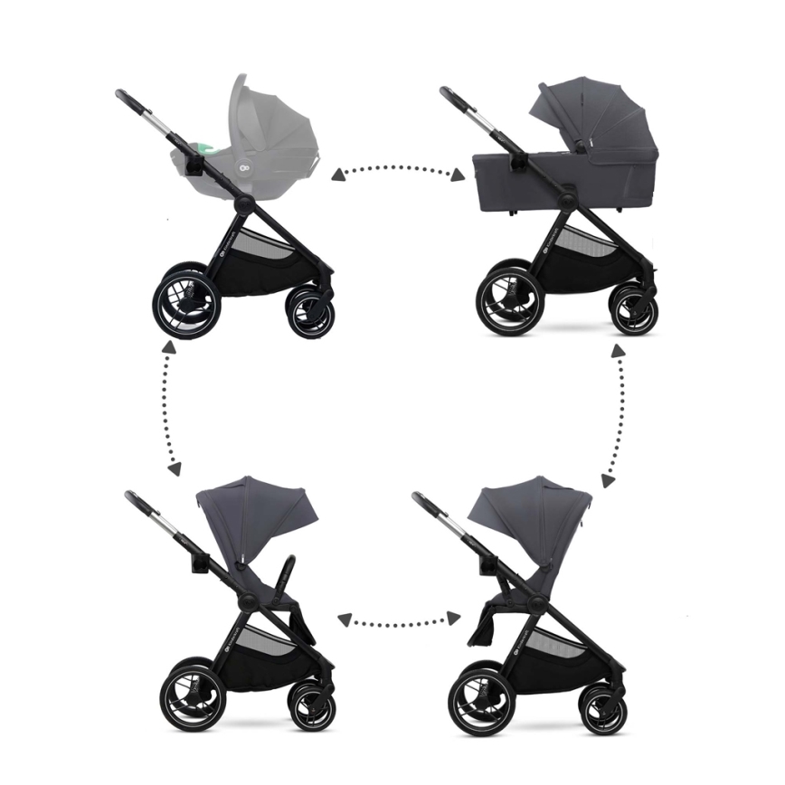 KINDERKRAFT - Kombinovaný kočárek 2v1 NEA 2 Dark grey