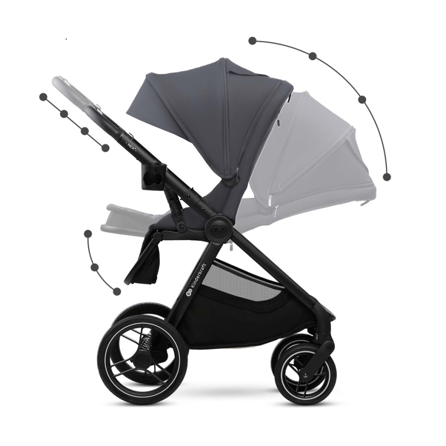 KINDERKRAFT - Kombinovaný kočárek 2v1 NEA 2 Dark grey