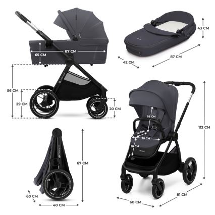 KINDERKRAFT - Kombinovaný kočárek 2v1 NEA 2 Dark grey