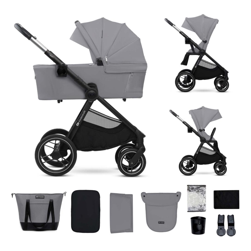 KINDERKRAFT - Kombinovaný kočárek 2v1 NEA 2 Platinum grey