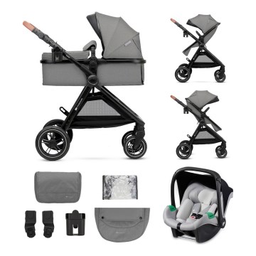 KINDERKRAFT - Kombinovaný kočárek 3v1 ESME Moonlight grey + autosedačka MINK PRO