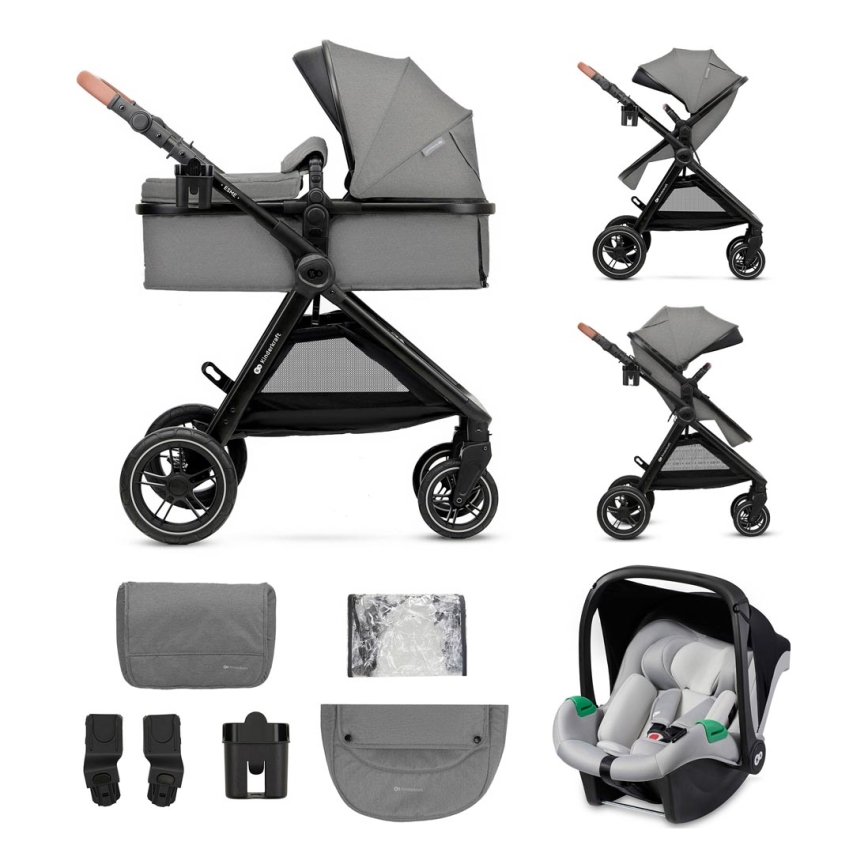 KINDERKRAFT - Kombinovaný kočárek 3v1 ESME Moonlight grey + autosedačka MINK PRO