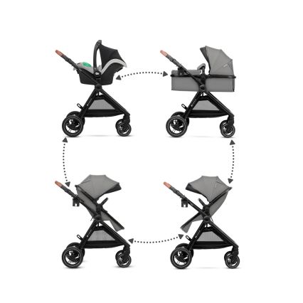KINDERKRAFT - Kombinovaný kočárek 3v1 ESME Moonlight grey + autosedačka MINK PRO