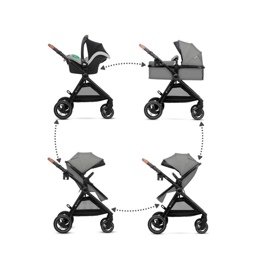 KINDERKRAFT - Kombinovaný kočárek 3v1 ESME Moonlight grey + autosedačka MINK PRO