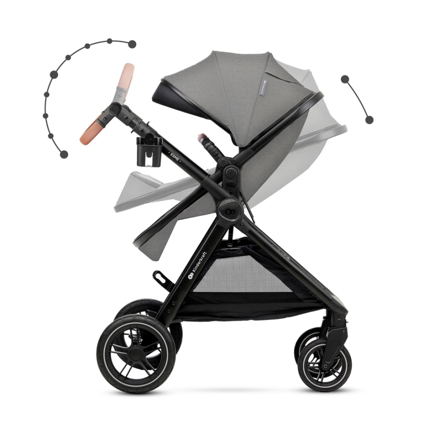KINDERKRAFT - Kombinovaný kočárek 3v1 ESME Moonlight grey + autosedačka MINK PRO
