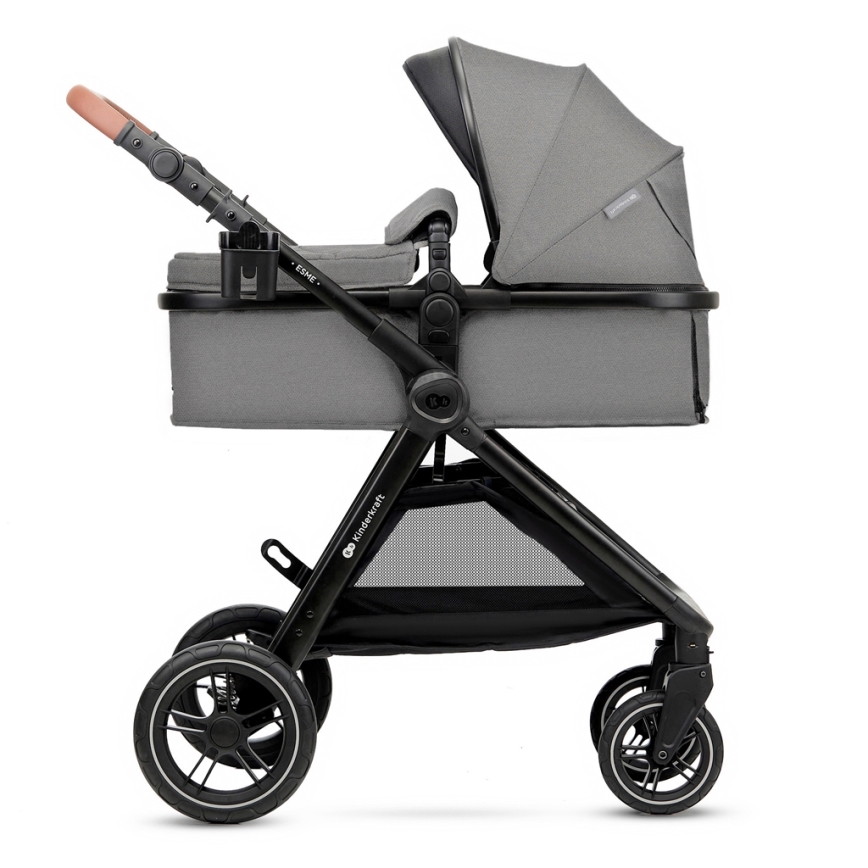 KINDERKRAFT - Kombinovaný kočárek 3v1 ESME Moonlight grey + autosedačka MINK PRO