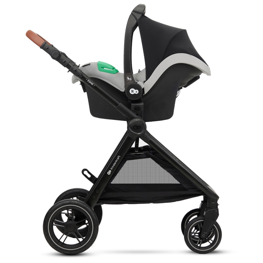 KINDERKRAFT - Kombinovaný kočárek 3v1 ESME Moonlight grey + autosedačka MINK PRO