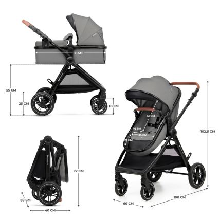 KINDERKRAFT - Kombinovaný kočárek 3v1 ESME Moonlight grey + autosedačka MINK PRO