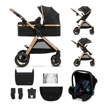 KINDERKRAFT - Kombinovaný kočárek 3v1 ESME Pure black + autosedačka MINK PRO