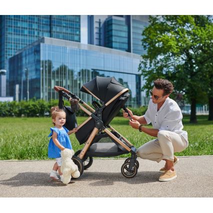 KINDERKRAFT - Kombinovaný kočárek 3v1 ESME Pure black + autosedačka MINK PRO