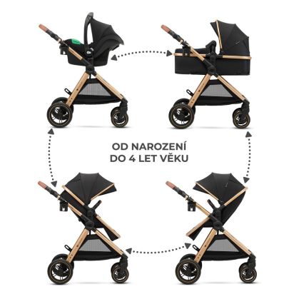 KINDERKRAFT - Kombinovaný kočárek 3v1 ESME Pure black + autosedačka MINK PRO