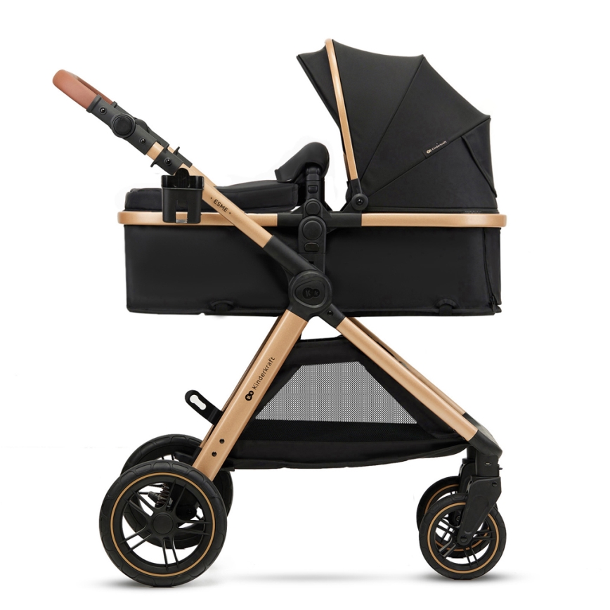 KINDERKRAFT - Kombinovaný kočárek 3v1 ESME Pure black + autosedačka MINK PRO