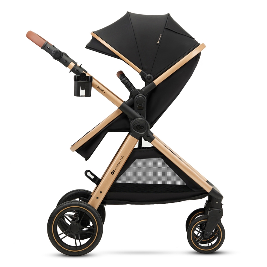 KINDERKRAFT - Kombinovaný kočárek 3v1 ESME Pure black + autosedačka MINK PRO