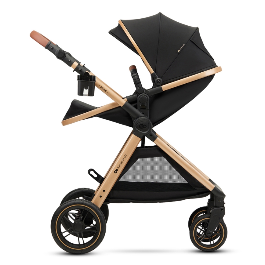 KINDERKRAFT - Kombinovaný kočárek 3v1 ESME Pure black + autosedačka MINK PRO