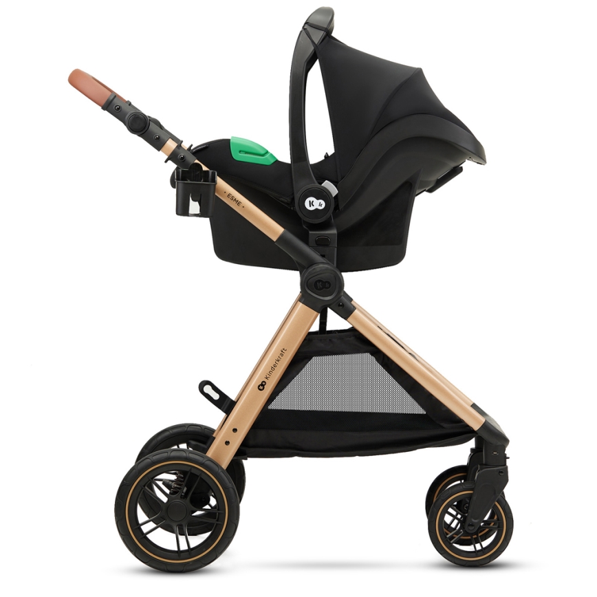 KINDERKRAFT - Kombinovaný kočárek 3v1 ESME Pure black + autosedačka MINK PRO
