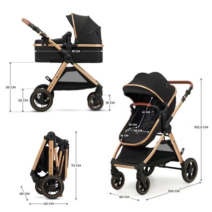 KINDERKRAFT - Kombinovaný kočárek 3v1 ESME Pure black + autosedačka MINK PRO
