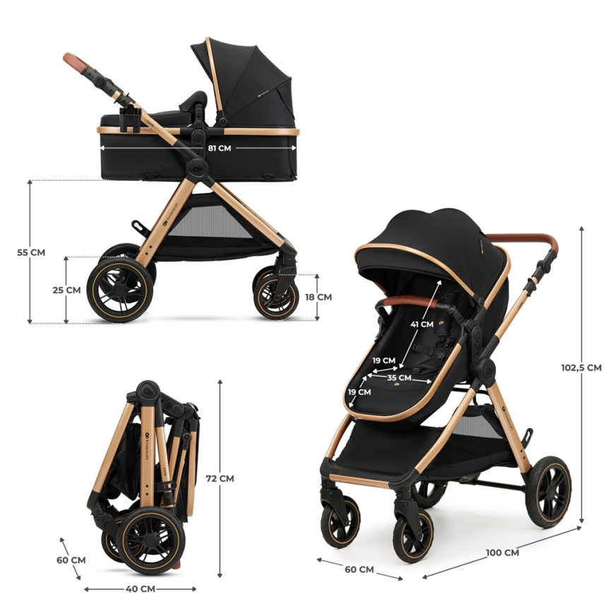 KINDERKRAFT - Kombinovaný kočárek 3v1 ESME Pure black + autosedačka MINK PRO