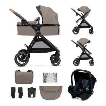 KINDERKRAFT - Kombinovaný kočárek 3v1 ESME Sand beige + autosedačka MINK PRO