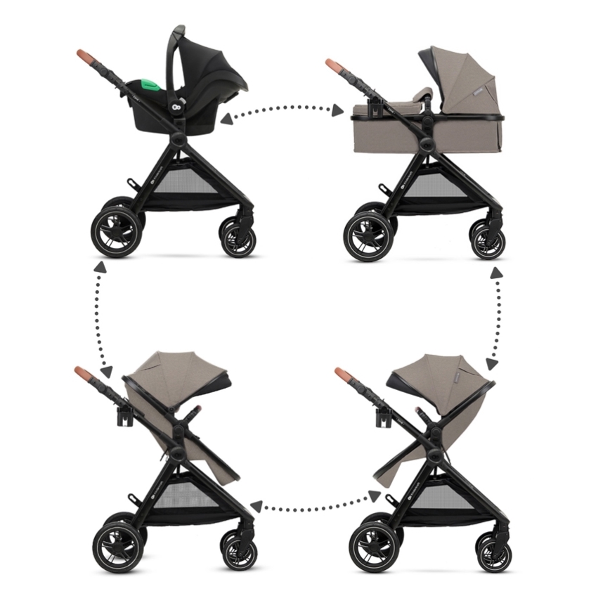 KINDERKRAFT - Kombinovaný kočárek 3v1 ESME Sand beige + autosedačka MINK PRO